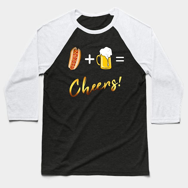 Beer and hotdog Baseball T-Shirt by meltubs76